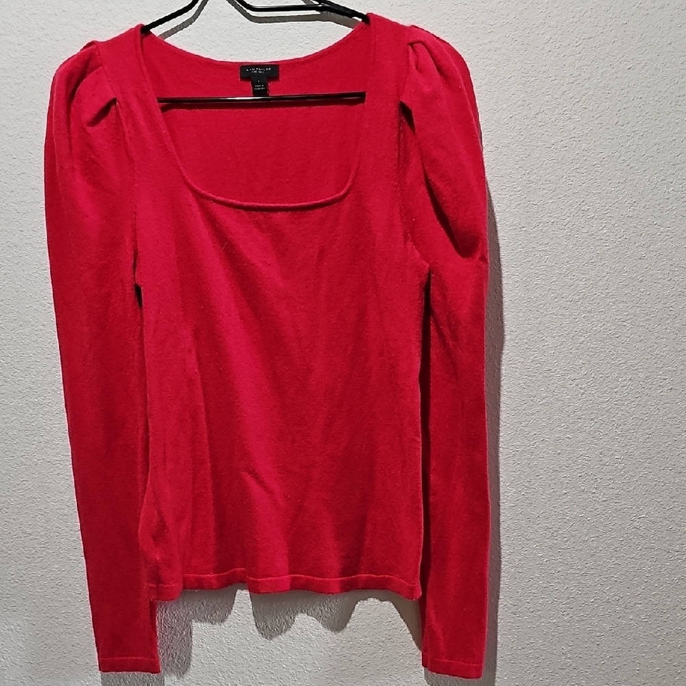 Ann Taylor Pink Fitted Long Sleeve Blouse